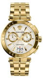 Versace VBR060017 V Racer Chronograph Men's Watch – White Dial & Gold Steel Strap