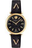 Versace VELS00619 V-Twist Quartz Women's Watch – Black Dial & Black Leather Strap