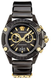 Versace VEZ700421 Icon Active Chronograph Quartz Men's Watch – Black Dial & Black Steel Strap