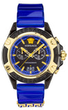 Versace VEZ700521 Icon Active Chronograph Men's Watch – Black Dial & Blue Rubber Strap