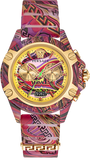 Versace VEZ701222 Icon Active Chronograph Quartz Men's Watch – Gold Dial & Red Leather Strap