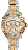 Versace VQC030015 Dylos Chronograph Quartz Men's Watch – Silver Dial & Two Tone Steel Strap