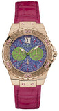 Guess W0775L4 Limelight Quartz Women's Watch – Multicolor Dial & Red Leather Strap