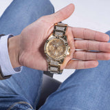 Guess W0799G4 Frontier Chronograph Men’s Watch – Silver Dial & Two Tone Steel Strap with Crystals