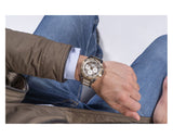 Guess W0799G4 Frontier Chronograph Men’s Watch – Silver Dial & Two Tone Steel Strap with Crystals