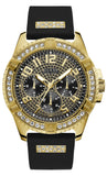 Guess W1132G1 Frontier Men’s Watch – Black Dial & Black Silicone Strap with Crystals