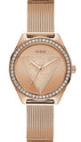Guess W1142L4 Tri Glitz Quartz Women's Watch – Rose Gold Dial with Diamond Accents & Rose Gold Mesh Bracelet