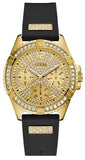 Guess W1160L1 Frontier Diamonds Women's Watch – Gold Dial & Black Rubber Strap
