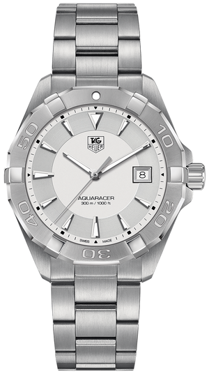 Tag Heuer Aquaracer Quartz White Dial Silver Steel Strap Watch for Men - WAY1111.BA0928