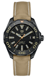 Tag Heuer Aquaracer 300 Calibre 5 WAY208C.FC6383 Men's Automatic Watch – Black Dial with Brown Nylon Strap