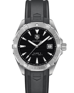 Tag Heuer Aquaracer Automatic Caliber 5 Black Dial Black Rubber Strap Watch for Men - WAY2110.FT8021