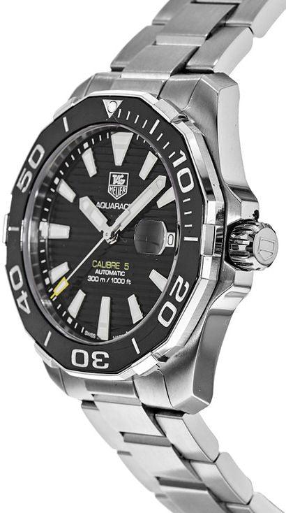 Tag Heuer Aquaracer Automatic Black Dial Silver Steel Strap Watch for Men - WAY211A.BA0928