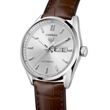 Tag Heuer Carrera Day Date Silver Dial Brown Leather Strap Watch for Men - WBN2011.FC6484