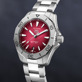 Tag Heuer Aquaracer Professional 200 Automatic Red Dial Silver Steel Strap Watch for Men - WBP2114.BA0627