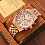 Michael Kors Lexington Rose Gold Dial Rose Gold Steel Strap Watch for Women - MK5569