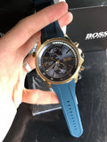 Hugo Boss Globetrotter Blue Dial Blue Silicone Strap Watch for Men - 1513822