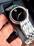 Movado 0606337 Classic Quartz Men's Watch – Black Dial & Silver Steel Strap