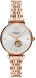 Emporio Armani AR60023 Gianni T-Bar Women's Watch – Silver Dial with Rose Gold Steel Strap