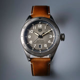 Tag Heuer Autavia Isograph Grey Dial Calfskin Brown Leather Strap Watch for Men - WBE5111.FC8267