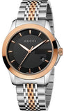 Gucci YA126410 G-Timeless Men's Watch – Black Dial & Two-Tone Steel Bracelet
