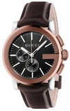 Gucci YA101202 G-Chrono Men's Watch – Black Dial & Brown Leather Strap