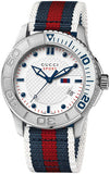 Gucci YA126231 G-Timeless Men's Watch – White Dial & Two-Tone Nylon Strap