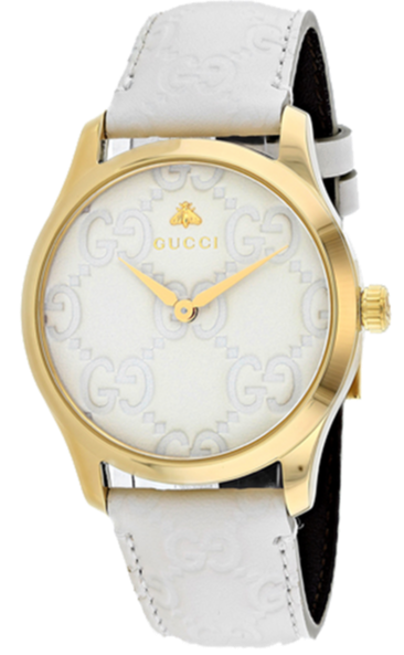Gucci G Timeless Quartz White Dial White Leather Strap Watch For Women - YA1264033A