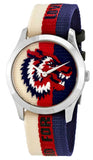 Gucci YA1264059 G Timeless Quartz Men's Watch – White, Red & Blue Dial & Multicolored NATO Strap