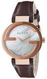 Gucci YA133516 G-Interlocking Women's Watch – Mother of Pearl Dial & Brown Leather Strap