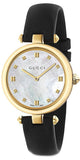 Gucci YA141404 Diamantissima Quartz Women's Watch – Mother of Pearl Dial & Black Leather Strap