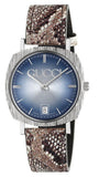 Gucci YA152401 Grip Vintage Women's Watch – Blue Dial & Brown Snakeskin Leather Strap