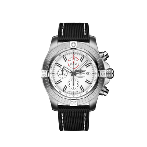 Breitling Super Avenger Chronograph 48 White Dial Black Nylon Strap Watch for Men - A133751A1A1X1