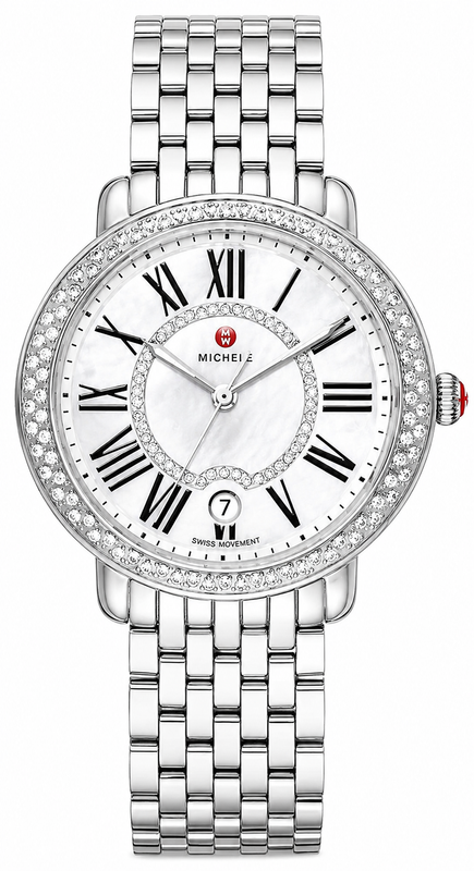Michele Serein Mother of Pearl Dial Silver Steel Strap Watch for Women - MWW21B000030