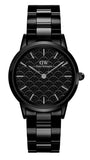 Daniel Wellington DW00100415 Iconic Link Women's Watch – Ceramic Black Dial & Black Steel Strap