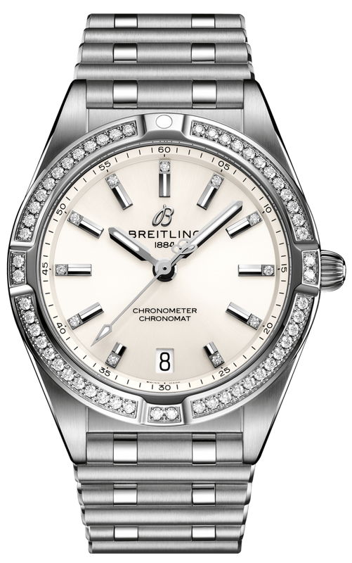 Breitling Chronomat 32 Diamonds White Dial Silver Steel Strap Watch for Women - A77310591A1A1
