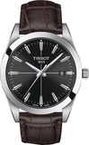 Tissot T127.410.16.051.01 Gentleman Quartz Men's Watch – Black Dial & Brown Leather Strap