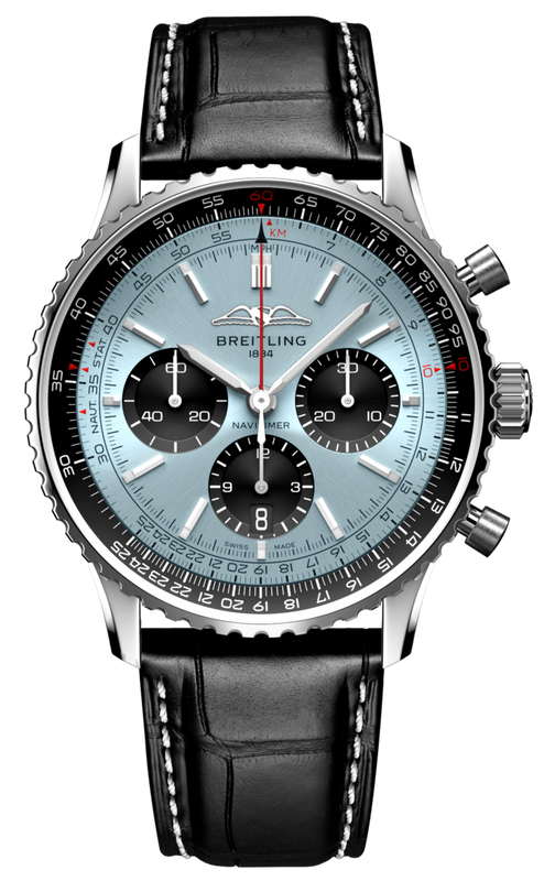 Breitling Navitimer B01 Chronograph 43 Blue Dial Black Leather Strap Watch for Men - AB0138241C1P1