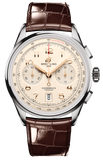 Breitling Premier B01 Chronograph 42 AB0145211G1P1 Men's Watch – White Dial with Brown Leather Strap