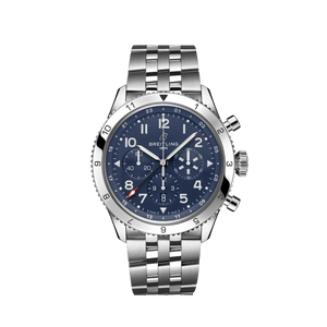 Breitling Super Avi B04 Chronograph GMT 46 Tribute to Vought F4U Corsair Blue Dial Silver Steel Strap Watch for Men - AB04451A1C1A1