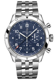 Breitling Super AVI B04 Chronograph GMT 46 AB04451A1C1A1 Men's Watch – Tribute to Vought F4U Corsair with Blue Dial & Silver Stainless Steel Strap