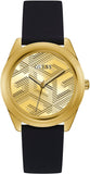 Guess GW0665L1 Cubed Analog Women’s Watch – Gold Dial & Black Silicone Strap