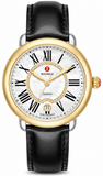 Michele Serein Mother of Pearl Dial Black Leather Strap Watch for Women - MWW21B000019