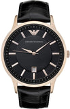 Emporio Armani AR2425 Renato Quartz Men's Watch – Black Dial & Black Leather Strap