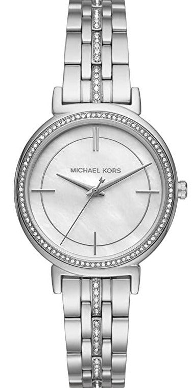 Michael Kors Cinthia White Mother of Pearl Dial Silver Steel Strap Watch for Women for Women - MK3641