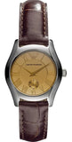 Emporio Armani AR0646 Classic Quartz Men's Watch – Beige Dial & Brown Leather Strap