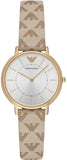 Emporio Armani AR11009 Classic Kappa Women's Watch – White Dial & Brown Leather Strap