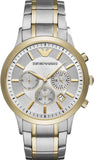 Emporio Armani AR11076 Renato Chronograph Quartz Men's Watch – Silver Dial & Two-Tone Steel Strap