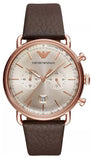 Emporio Armani AR11106 Aviator Quartz Men's Watch – Grey Dial & Brown Leather Strap