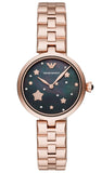 Emporio Armani AR11197 Women's Watch – Black Dial & Rose Gold Stainless Steel Strap