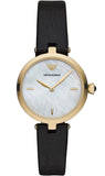 Emporio Armani AR11200 Arianna Analog Women's Watch – Silver Dial with Black Leather Strap